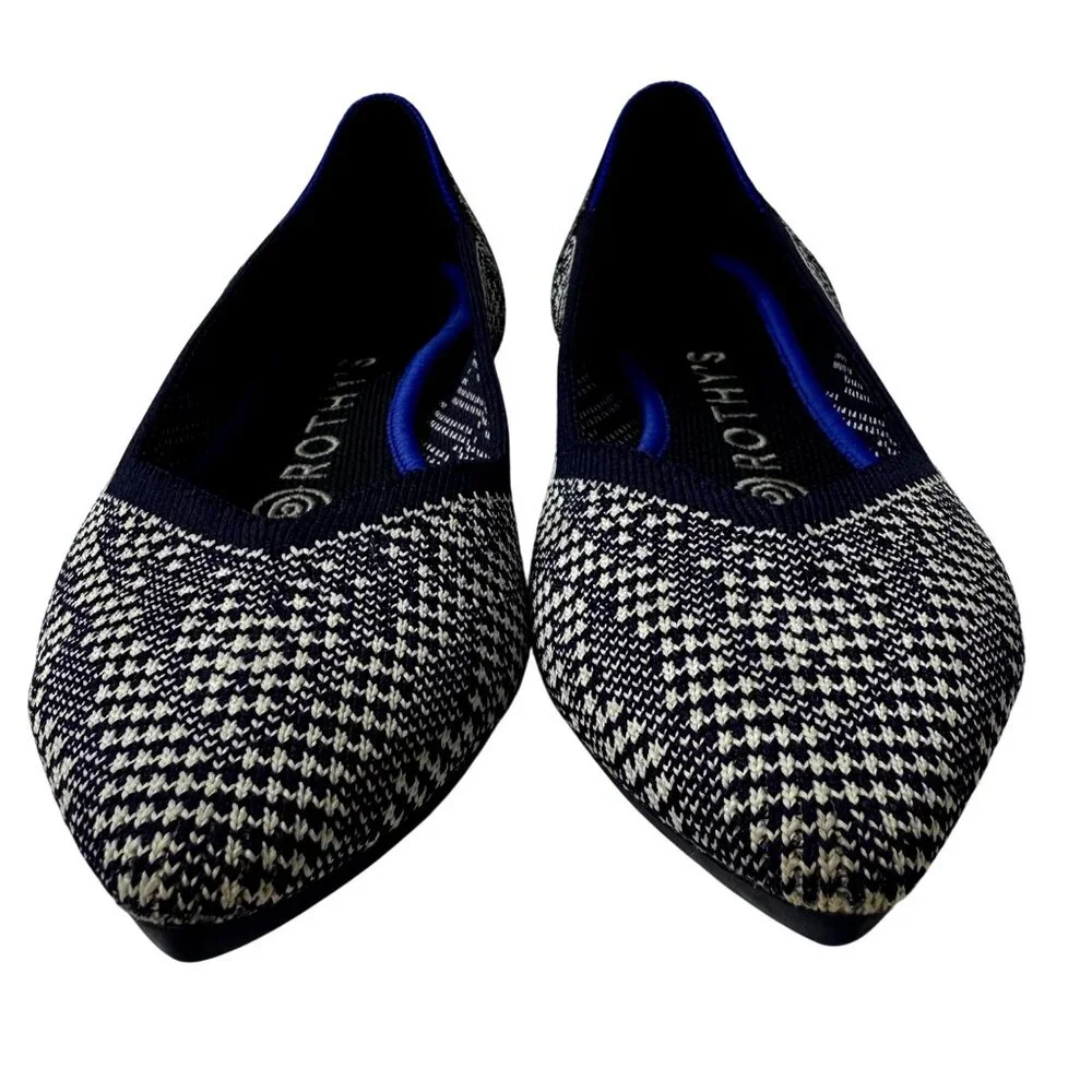 Rothy’s The Point Navy‎ Houndstooth Womens 6.5